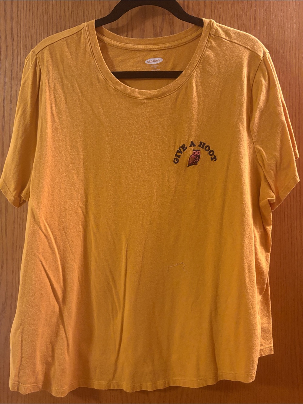 Old Navy Yellow 'Give a Hoot' Graphic Short Sleeve Tee